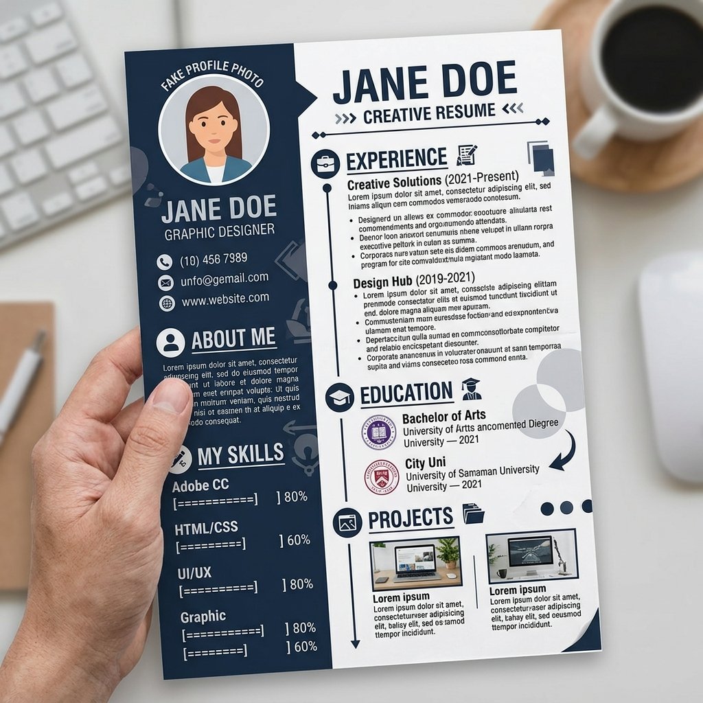 A bad, over-designed resume with two columns and graphics that fails ATS parsing